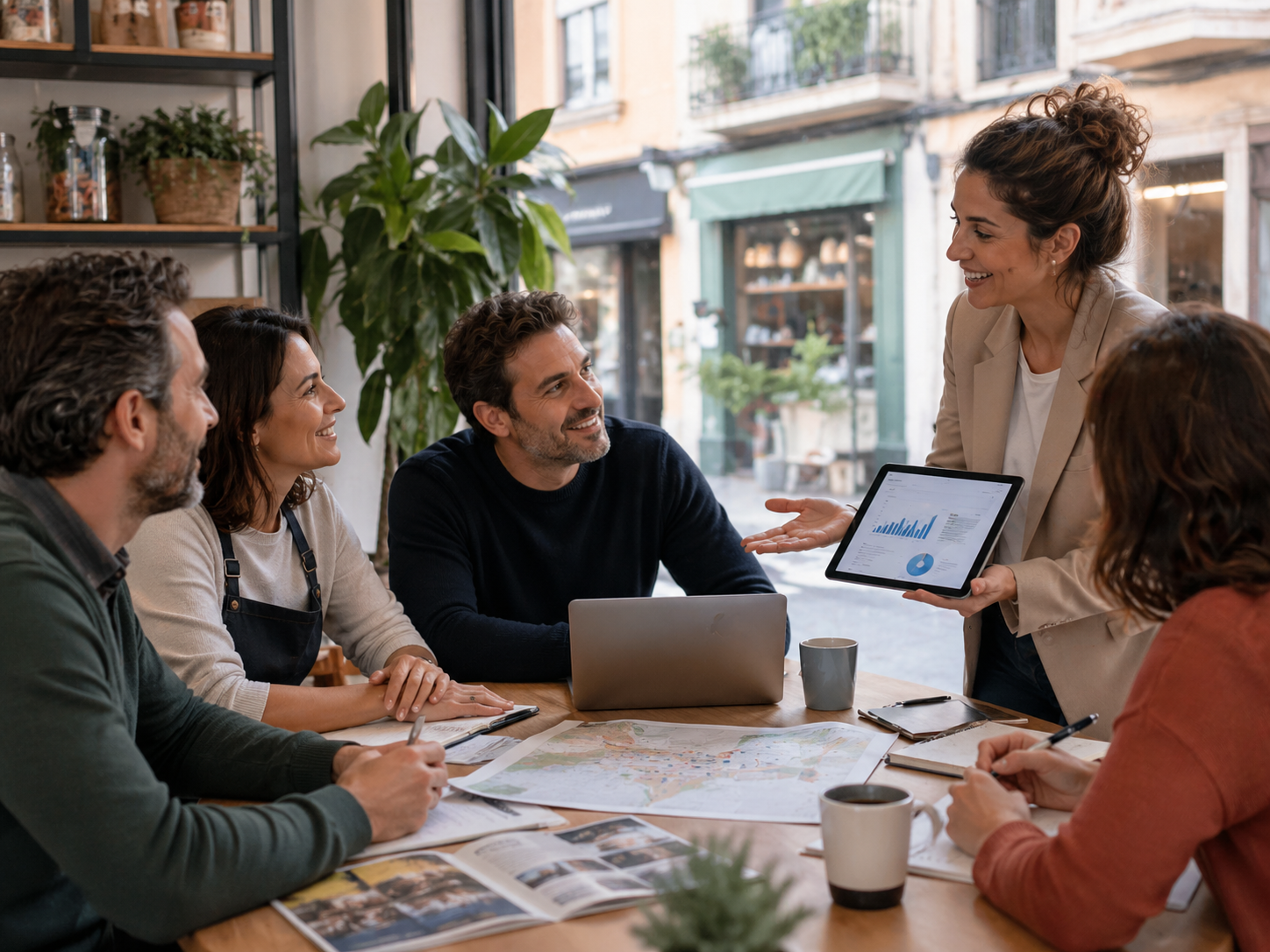 Asociación de comerciantes reunida con datos Eventify