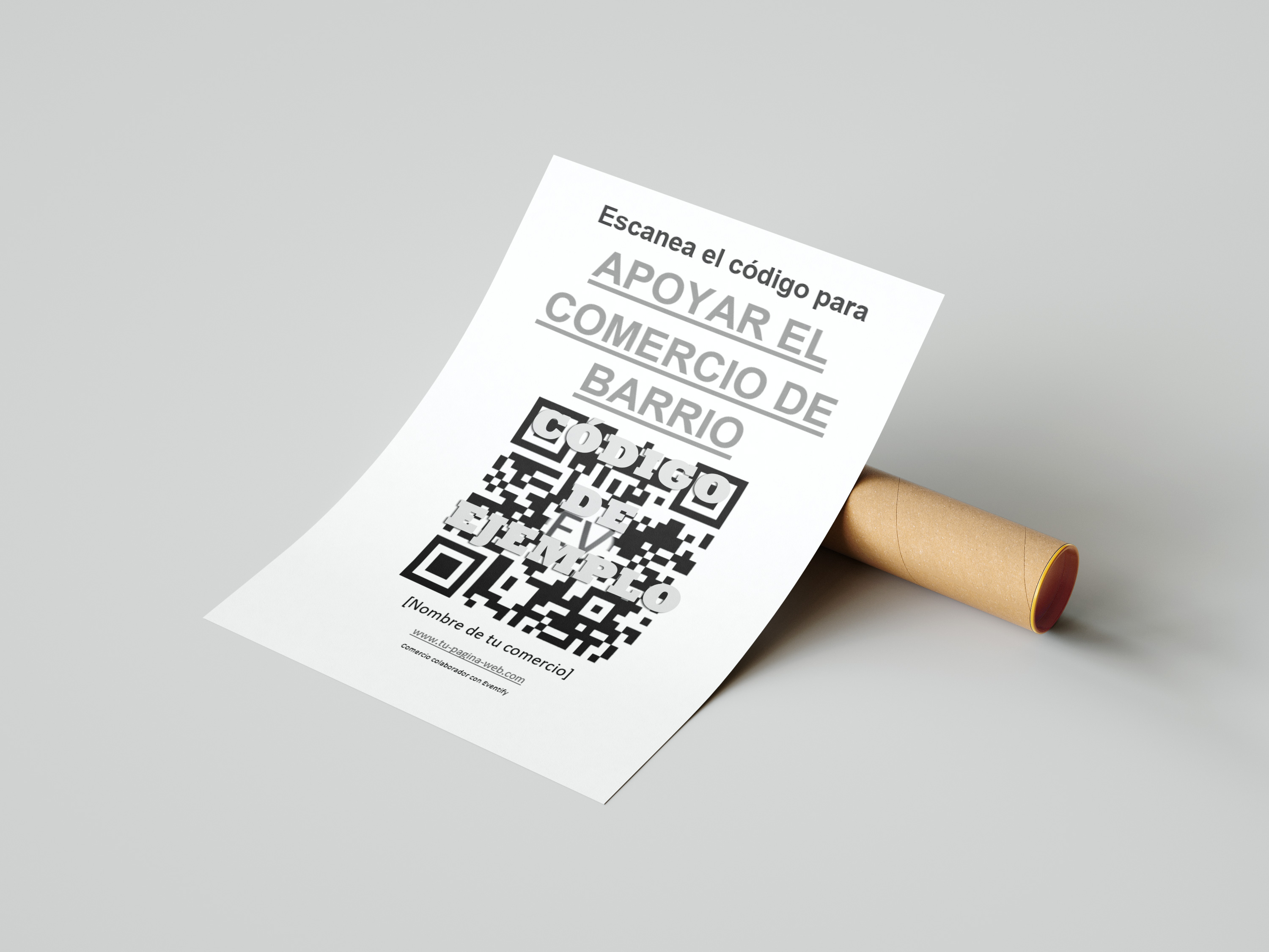 Cartel QR Eventify en blanco y negro